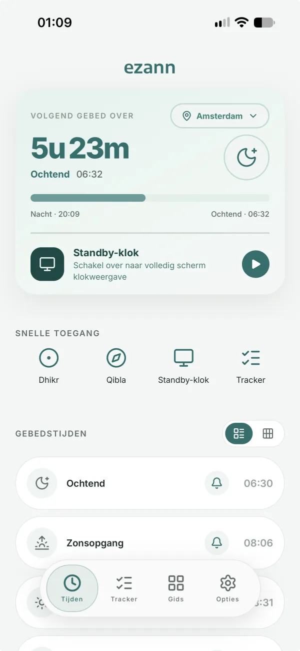 Startscherm van ezann in het lichte thema