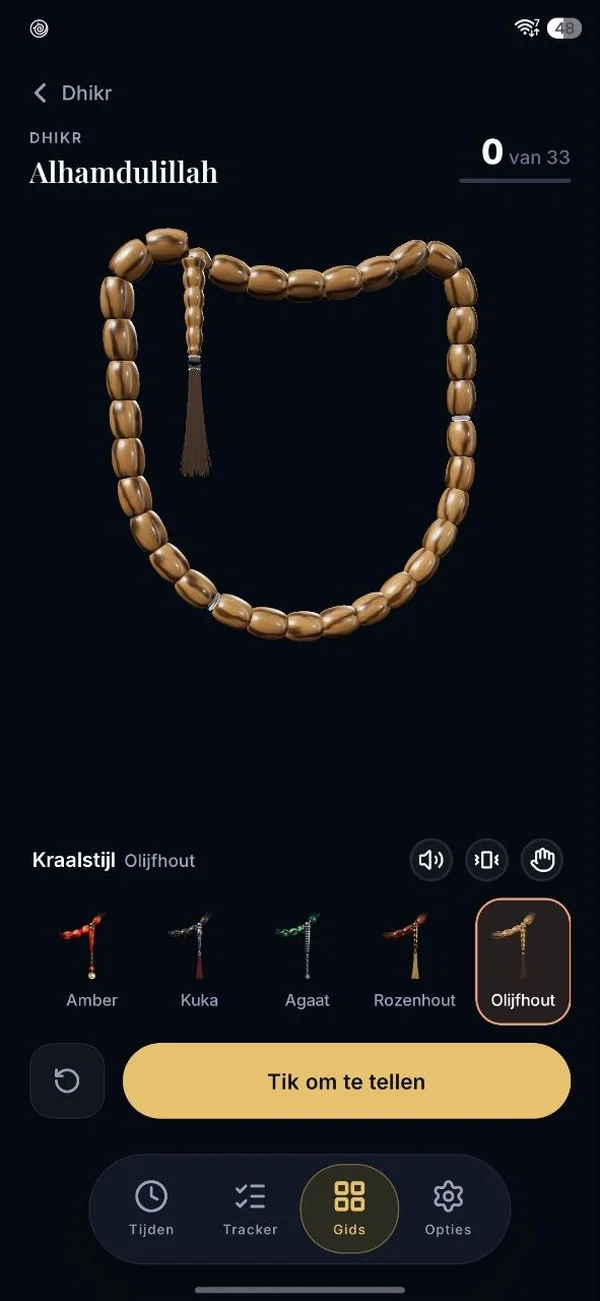 3D-tesbih met kralen en een dhikr-teller