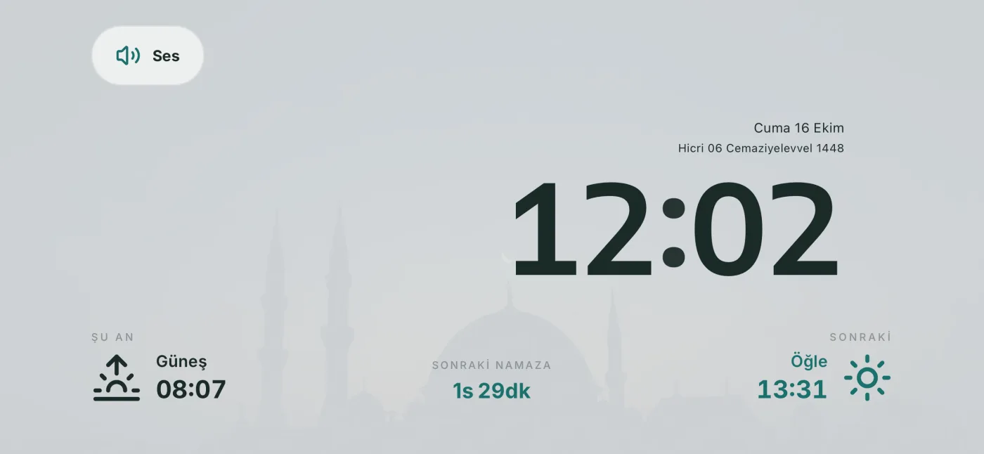 Ezan Saati, açık görünüm