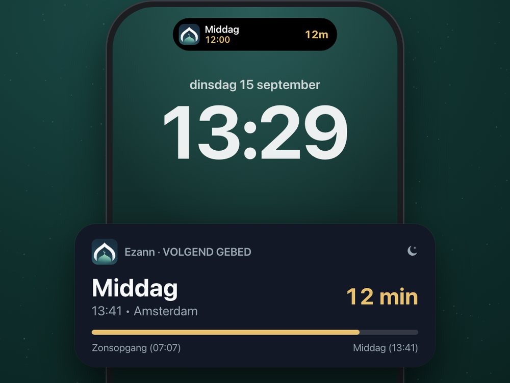 Live Activity with the next prayer on the Lock Screen and in the Dynamic Island